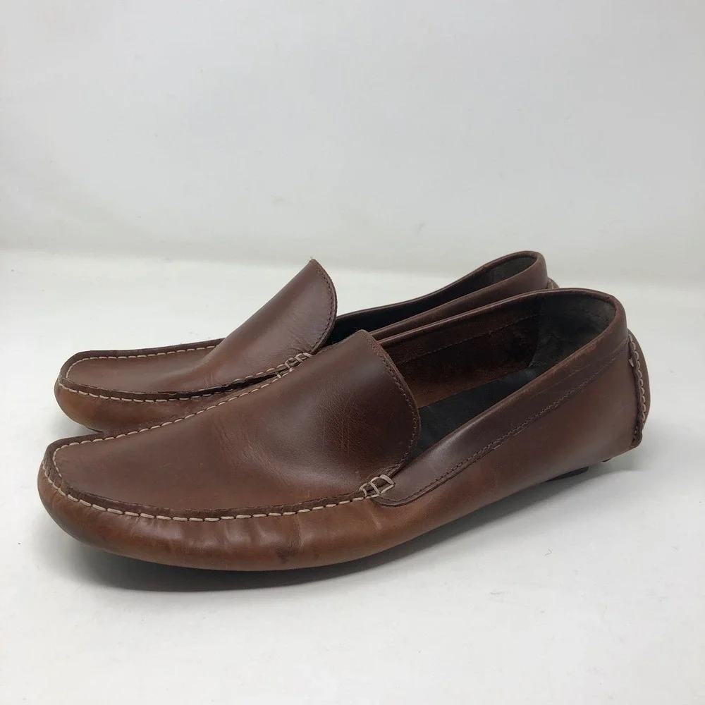 J.Crew Driving Moccasins Mens 11 Brown Leather Slip On Loafers